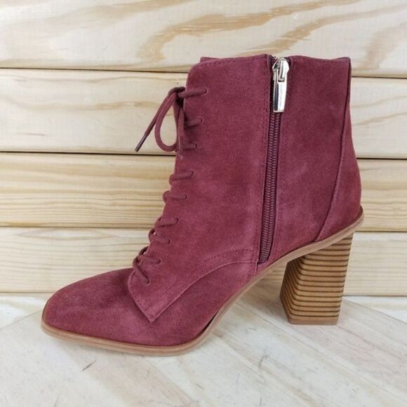 Vince Camuto 8 US Red Suede Leather Lace-Up High Heel Ankle Boots Booties NEW - Picture 7 of 11